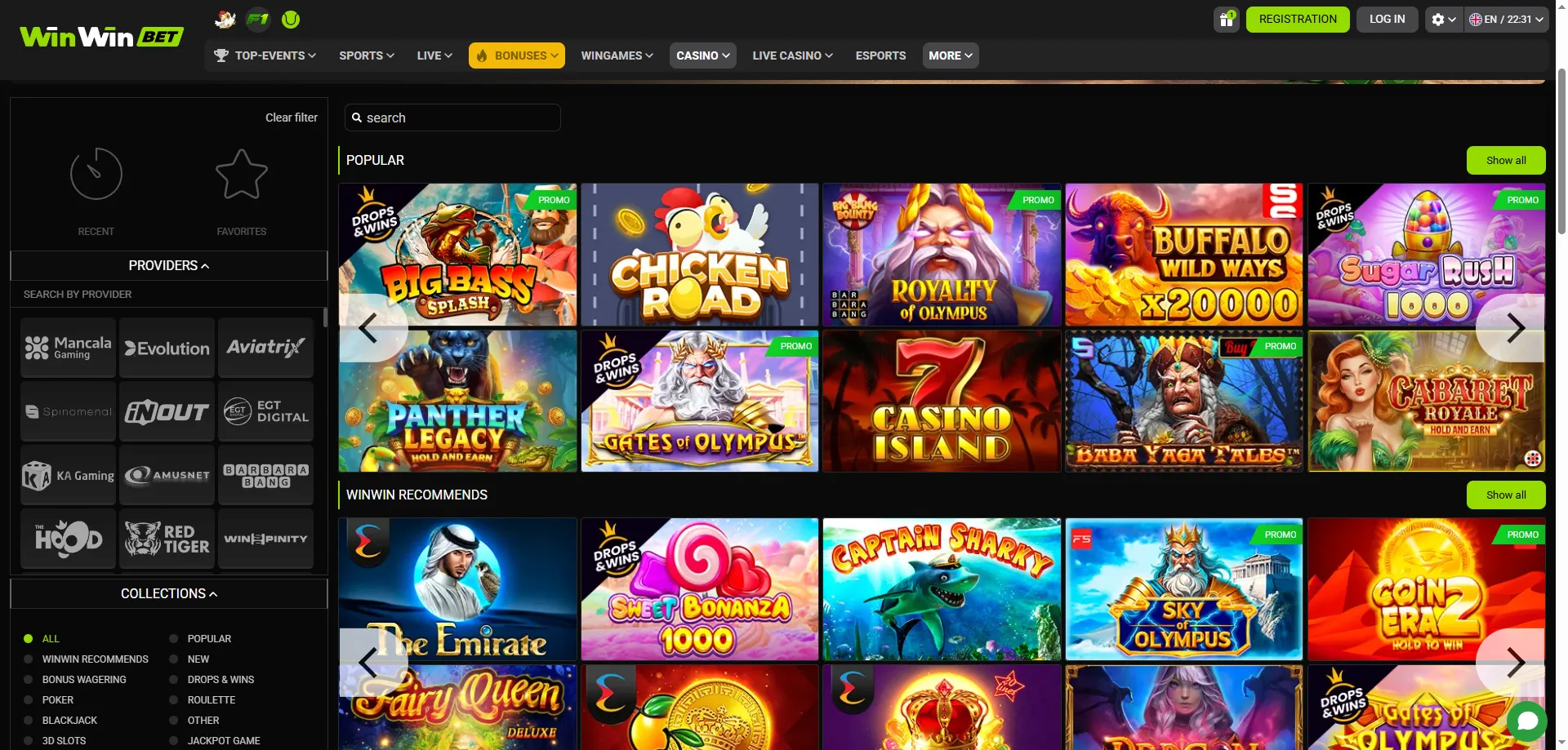 Machines &agrave; sous et jeux de casino WinWin Bet C&ocirc;te d'Ivoire